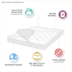 Madison Park Quiet Nights 300 Thread Count Cotton Sateen Waterproof Mattress Pad -travel pillow shop 2169019 ALT5