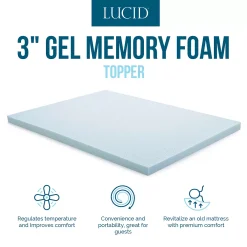 Lucid Dream Collection 3-in. Gel Memory Foam Mattress Topper -travel pillow shop 3460727 ALT5