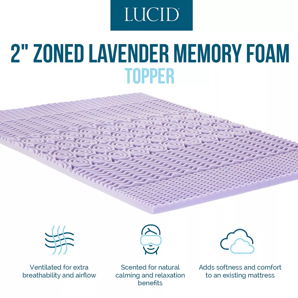 Lucid Dream Collection 2-in. Zoned Lavender Memory Foam Mattress Topper 8 Lucid Dream Collection 2-in. Zoned Lavender Memory Foam Mattress Topper - Image 6