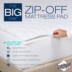 The Big One® Antimicrobial Zip 'N Wash Mattress Pad -travel pillow shop 3491498 ALT3