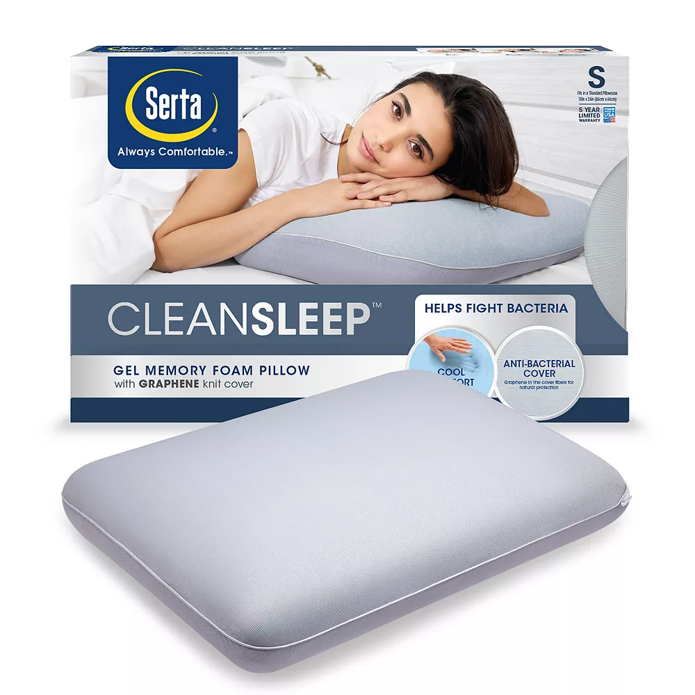 Serta® Clean Sleep Antimicrobial Gel Memory Foam Pillow 3 Serta® Clean Sleep Antimicrobial Gel Memory Foam Pillow