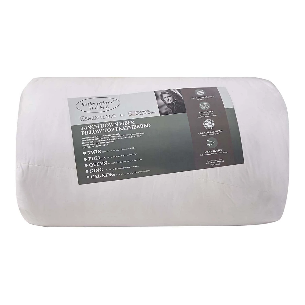 Kathy Ireland 3" Featherbed With White Down PillowTop 6 Kathy Ireland 3" Featherbed With White Down PillowTop - Image 4