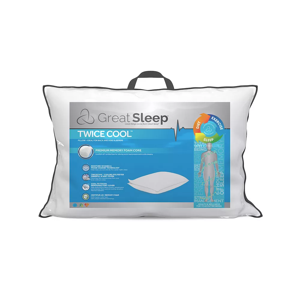 Great Sleep Twice Cool Memory Foam Core Pillow 3 Great Sleep Twice Cool Memory Foam Core Pillow
