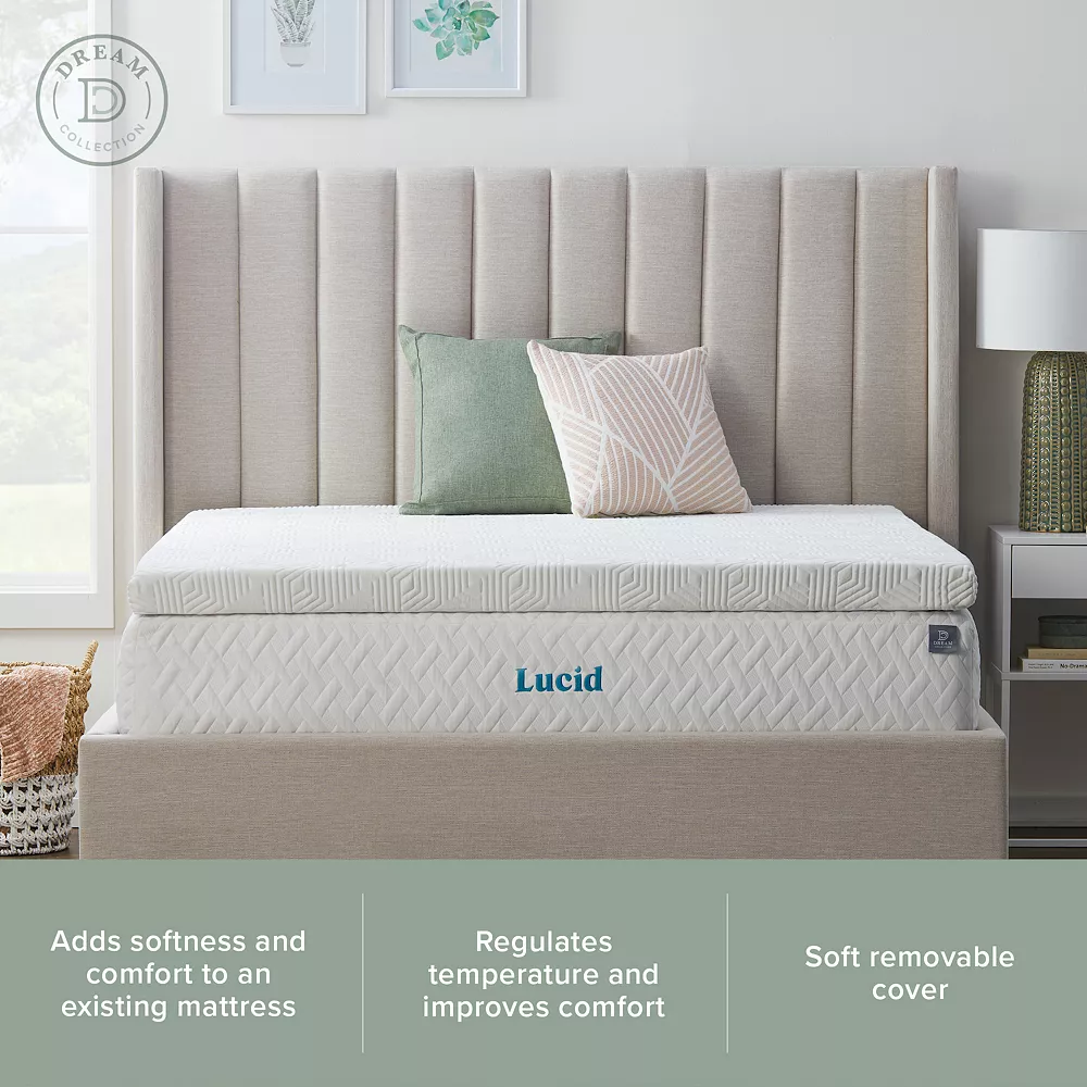 Lucid Dream Collection 3" Gel Memory Foam Topper With Breathable Cover 6 Lucid Dream Collection 3" Gel Memory Foam Topper With Breathable Cover - Image 4