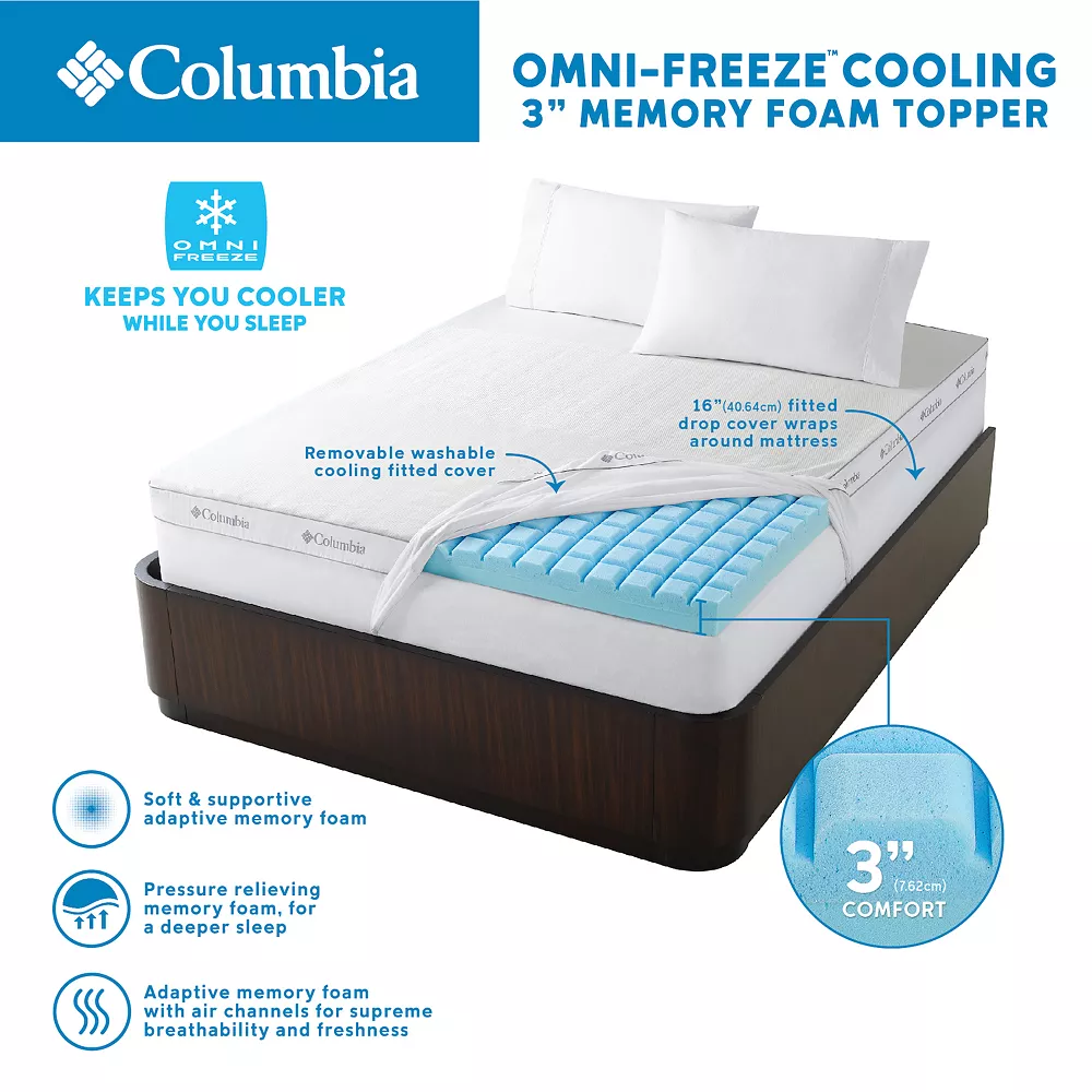 Columbia Omni Freeze Cooling 3" Memory Foam Topper 5 Columbia Omni Freeze Cooling 3" Memory Foam Topper - Image 3