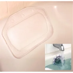 Living Healthy Products Living Health Products BTFM-002-3884CLR Bath Pillow With Free Deep Water Bath - Bath Pillow Strong Suction Cups