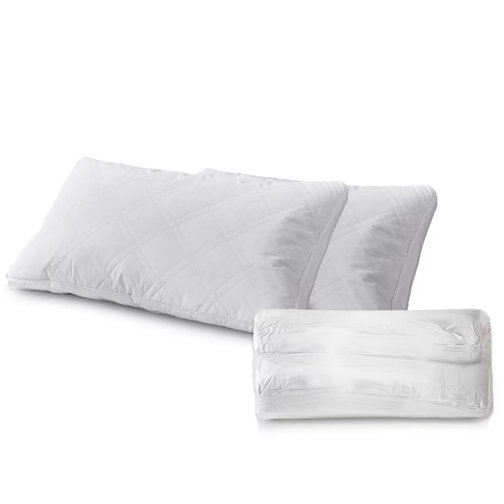 Unbranded 233 Thread Count Quilted White Goose Feather And Down 2-pack Pillow Set 3 Unbranded 233 Thread Count Quilted White Goose Feather And Down 2-pack Pillow Set
