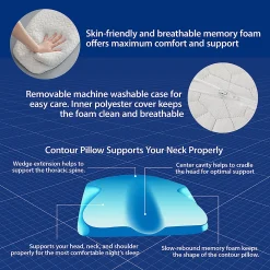 Sleep Philosophy Angel Winged Foam Orthopedic Pillow With Removable Rayon From Bamboo And Polyester Cover -travel pillow shop 5754895 ALT12