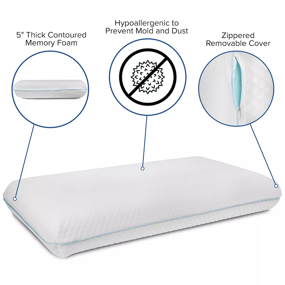 Emma+Oliver Emma And Oliver Memory Foam Cool Gel Queen Size Pillow With Zippered Removable Pillow Case 6 Emma+Oliver Emma And Oliver Memory Foam Cool Gel Queen Size Pillow With Zippered Removable Pillow Case - Image 4