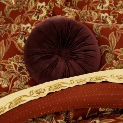 Royal Court Montecito Red Tufted Round Decorative Throw Pillow -travel pillow shop 5997593 ALT