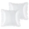 PiccoCasa Retro Satin Ruffle Pillowcases, Envelope Closure Set Of 2 European(26"x26") -travel pillow shop 6172766