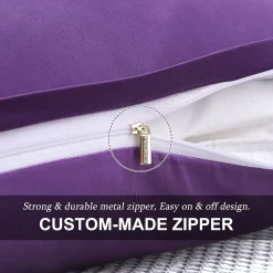 PiccoCasa 100% Cotton Pillowcases Set Of 2, Zipper Closure Soft Home Standard(20"x26") -travel pillow shop 6174497 ALT2