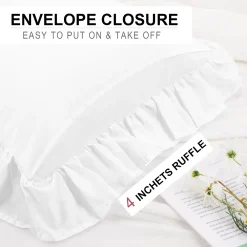 PiccoCasa Cotton Body Ruffled Pillowcases 1 Pc Soft Envelope Closure Body(20"x48") -travel pillow shop 6174503 ALT2