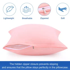 PiccoCasa Egyptian Cotton Pillow Cases Hidden Zipper 2 Pack Queen(20"x30") -travel pillow shop 6174515 ALT2