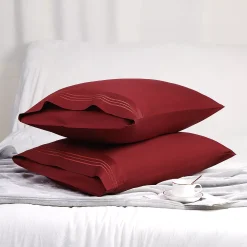 PiccoCasa 100% Long-Staple Combed Cotton Embroidered Pillow Cases 2pcs King(20"x36") -travel pillow shop 6174539 ALT