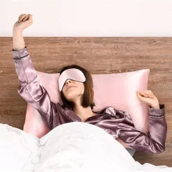 PiccoCasa 19 Momme Silk Pillowcase With Eye Cover Set King 20"x36" -travel pillow shop 6239305 ALT3