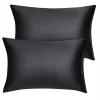 PiccoCasa 2PCS Soft Silky Satin Pillow Cases Covers Queen 20"x30" 2 PiccoCasa 2PCS Soft Silky Satin Pillow Cases Covers Queen 20"x30" -travel pillow shop 6239322 Black