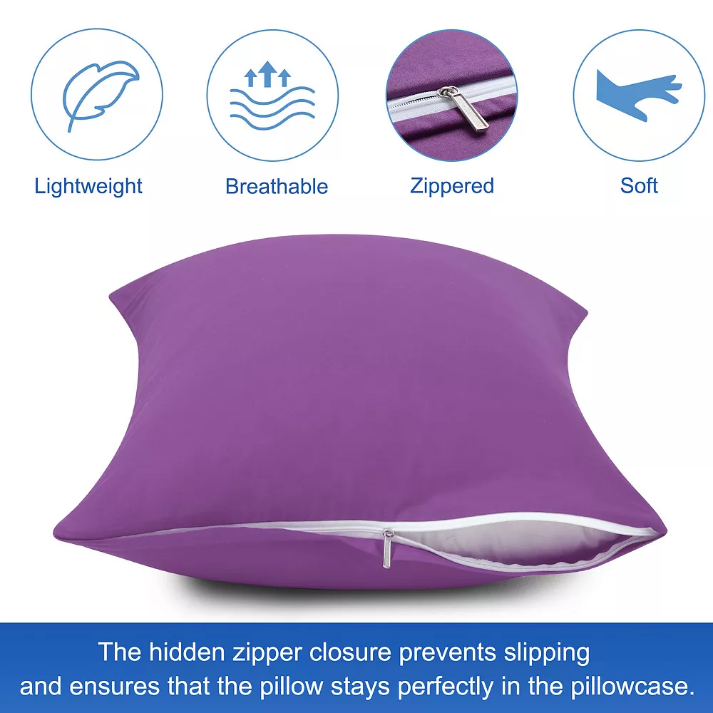 PiccoCasa Egyptian Cotton Pillow Cases Hidden Zipper 2 Pack Queen 20"x30" 5 PiccoCasa Egyptian Cotton Pillow Cases Hidden Zipper 2 Pack Queen 20"x30" - Image 3