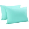 PiccoCasa Egyptian Cotton Pillow Cases Hidden Zipper 2 Pack Queen 20"x30" 2 PiccoCasa Egyptian Cotton Pillow Cases Hidden Zipper 2 Pack Queen 20"x30" -travel pillow shop 6239339 Cyan