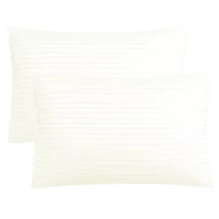 PiccoCasa Set Of 2 Soft Striped Pillowcases Envelope Closure Queen 20"x30"