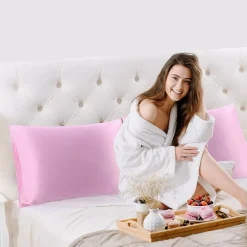 PiccoCasa Soft Silk Satin Pillowcases For Hair And Skin With Envelope 2PCS Queen 20"x30" -travel pillow shop 6239354 ALT3