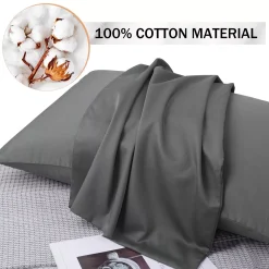 PiccoCasa 100% Cotton Pillowcases Set Of 2, Zipper Closure Soft Home Standard 20"x26" -travel pillow shop 6239367 ALT3
