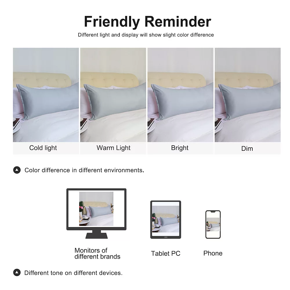 PiccoCasa Body Zippered Silky Satin Long Pillowcase 1 Pc Body 20" X 48" 5 PiccoCasa Body Zippered Silky Satin Long Pillowcase 1 Pc Body 20" X 48" - Image 3