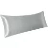 PiccoCasa 1 PC Luxury Silky Pillow Cover Luxury Long Satin Pillow Cases With Envelope Closure Body 20" X 60" -travel pillow shop 6239467 Silver Grey