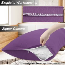 PiccoCasa Pillow Cases Zipper Covers Egyptian Cotton For Hair And Skin 20"x72" -travel pillow shop 6239501 ALT2