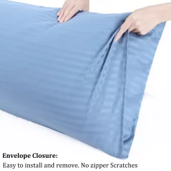 PiccoCasa Set Of 2 Microfiber Striped Pillowcase Soft Durable King 20" X 36" -travel pillow shop 6239597 ALT3