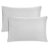 PiccoCasa Set Of 2 Microfiber Striped Pillowcase Soft Durable King 20" X 36" -travel pillow shop 6239597 Light Gray