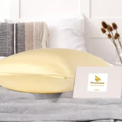 PiccoCasa 19 Momme Silk Pillowcase For Hair Skin With Zipper Standard 20" X 26" -travel pillow shop 6239616 ALT