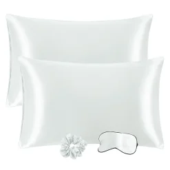 PiccoCasa Set Of 2 Soft Satin Silk Pillowcase Envelope Closure Standard 20"x26"
