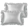 PiccoCasa Set Of 2 100% Polyester Satin Fabric Pillow Cover With Envelope Closure Queen 20" X 30" -travel pillow shop 6239632 Silver