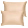 PiccoCasa 2PCS Soft Silky Satin Pillow Cases Covers Standard 20"x26" 1 PiccoCasa 2PCS Soft Silky Satin Pillow Cases Covers Standard 20"x26" -travel pillow shop 6239639 Champagne