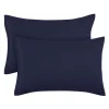 PiccoCasa Set Of 2 100% Brushed Microfiber Polyester Pillow Case Covers Queen 20" X 30" -travel pillow shop 6239644 Navy Blue