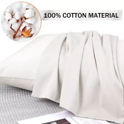 PiccoCasa 100% Cotton Pillowcases Set Of 2, Zipper Closure Soft Home King 20"x36" -travel pillow shop 6239646 ALT3