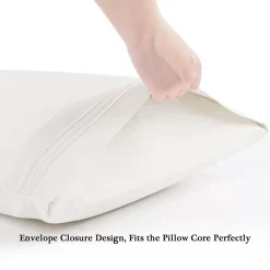 PiccoCasa Combed Cotton Embroidered Solid Pillowcases 2 Pcs Standard 20" X 26" -travel pillow shop 6239757 ALT2