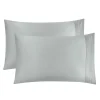 PiccoCasa Combed Cotton Embroidered Solid Pillowcases 2 Pcs Standard 20" X 26" -travel pillow shop 6239757 Silver Gray