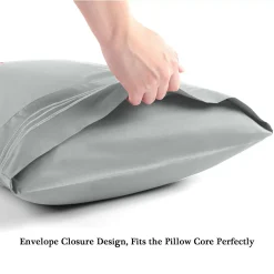 PiccoCasa 100% Long-Staple Combed Cotton Embroidered Pillow Cases 2pcs King 20"x36" -travel pillow shop 6239802 ALT2