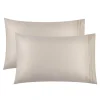 PiccoCasa 100% Long-Staple Combed Cotton Embroidered Pillow Cases 2pcs King 20"x36" -travel pillow shop 6239802 Beige
