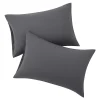 PiccoCasa 2Pcs Brushed Pillowcases Washed Microfiber Envelope Closure Queen 20"x30" -travel pillow shop 6239804 Dark Gray