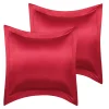 PiccoCasa 2Pcs /European/Boudior Pillow Shams Satin Oxford European 26"x26" 2 PiccoCasa 2Pcs /European/Boudior Pillow Shams Satin Oxford European 26"x26" -travel pillow shop 6239829 Wine Red