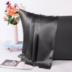 PiccoCasa Luxury Satin Pillowcases For Skin Set Of 2, Zipper Closure Standard 20"x26" -travel pillow shop 6239867 ALT2