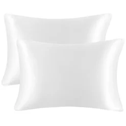PiccoCasa Luxury Satin Pillowcases For Skin Set Of 2, Zipper Closure Standard 20"x26"