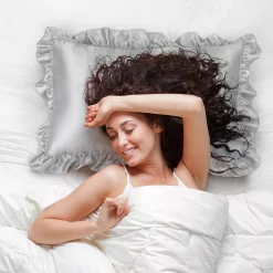 PiccoCasa Retro Satin Ruffle Pillowcases, Envelope Closure Set Of 2 Standard 20" X 26" -travel pillow shop 6239964 ALT3