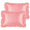 PiccoCasa Retro Satin Ruffle Pillowcases, Envelope Closure Set Of 2 Standard 20" X 26" 2 PiccoCasa Retro Satin Ruffle Pillowcases, Envelope Closure Set Of 2 Standard 20" X 26" -travel pillow shop 6239964 Light Coral