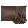 PiccoCasa 2PCS Soft Silk Satin Pillowcases For Hair And Skin With Envelope Travel 14"x20" 2 PiccoCasa 2PCS Soft Silk Satin Pillowcases For Hair And Skin With Envelope Travel 14"x20" -travel pillow shop 6239979 Brown