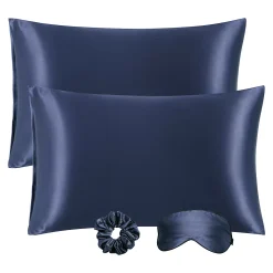PiccoCasa Satin Enveloped Pillowcase With Eye Mask & Scrunchie 2 Pcs Queen 20" X 30"