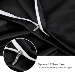 PiccoCasa Luxury Satin Pillowcases For Skin Set Of 2, Zipper Closure Size 17" X 25" 9 PiccoCasa Luxury Satin Pillowcases For Skin Set Of 2, Zipper Closure Size 17" X 25" -travel pillow shop 6240024 ALT3